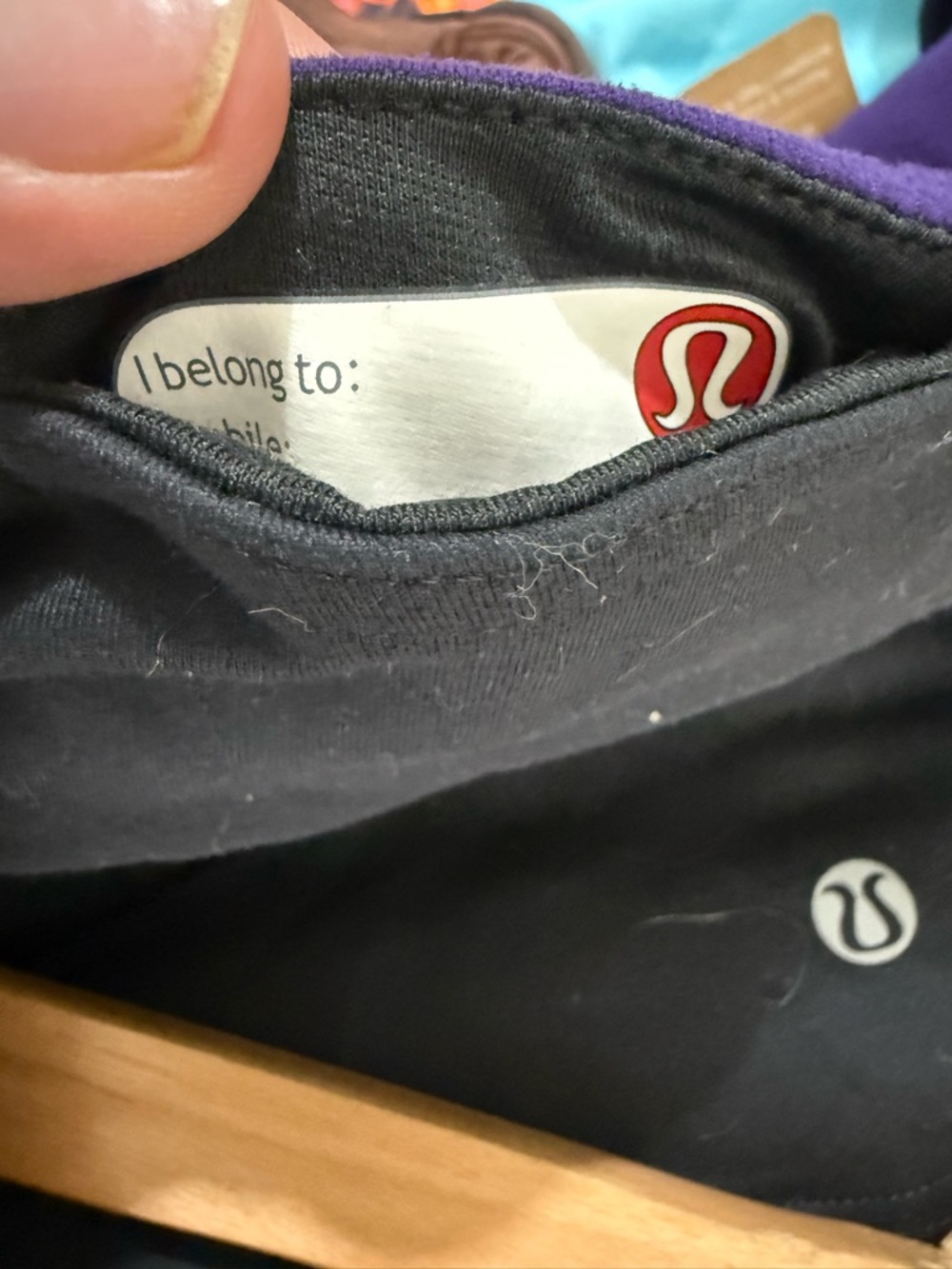 lululemon black and purple active top with logo - Picture 2 of 6